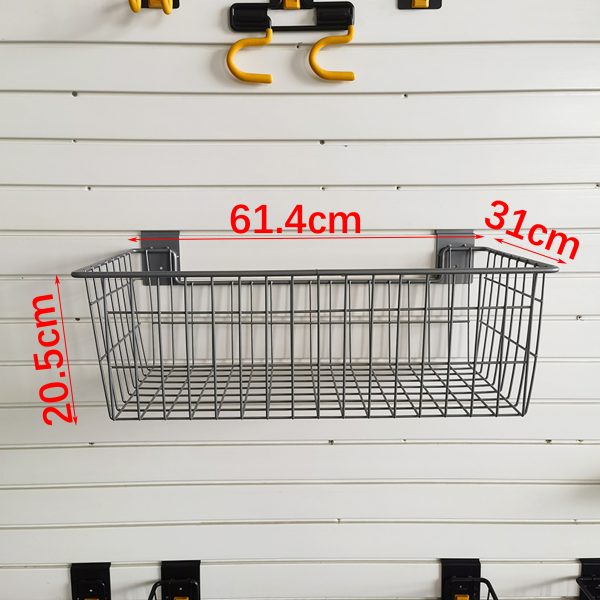 PVC hanging basket for garage storage, wall-mounted bin for shelves