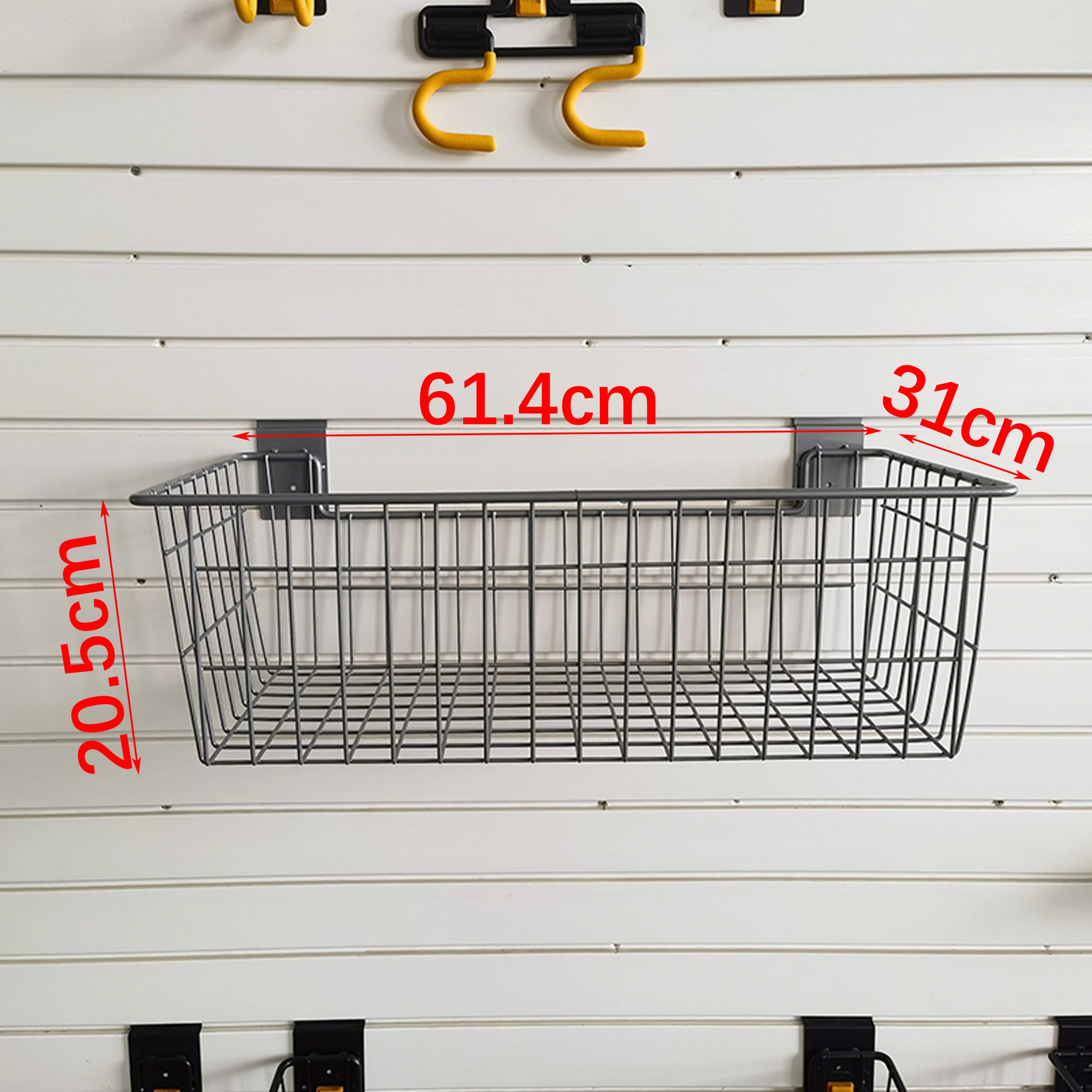 PVC hanging basket for garage storage, wall-mounted bin for shelves