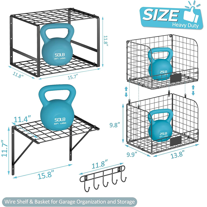 Wire Shelf & Basket for Garage Organization and Storage