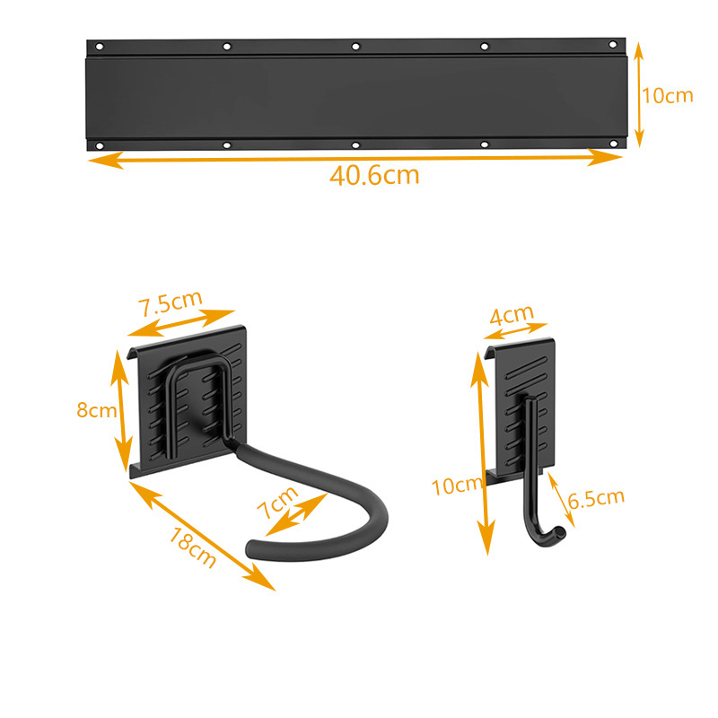 Slot plate hook bicycle wall storage hook black large round hook