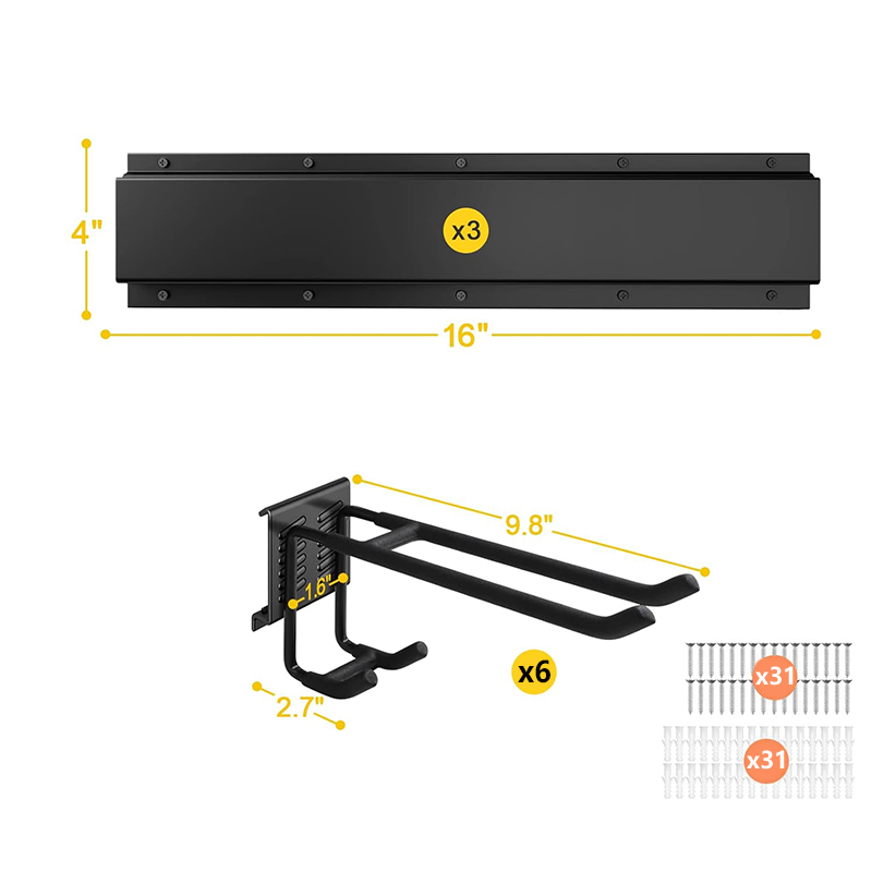 Heavy-duty garage storage organizer system wall-mounted tool,garden yard tool hanging rack