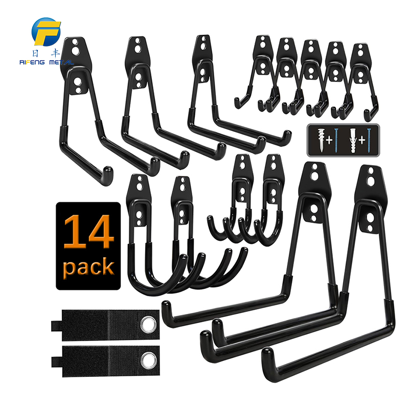 14PC Garage Storage Hooks, Wall Mount Hook with Anti-Slip Coating