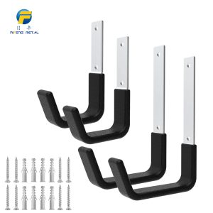 Heavy-duty hook organizer rack for wall-mounted flat steel on garage wall
