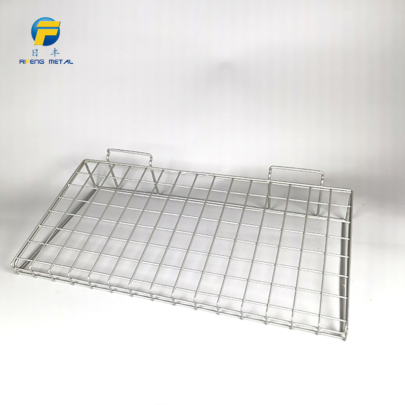 Metal wire mesh slatwall storage rack, home use hole plate storage shelf