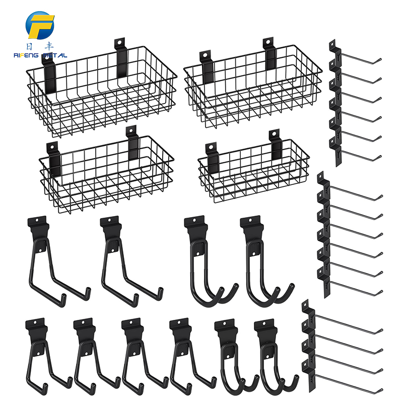 Slatwall hooks,garage organizing rack and metal slatwall baskets