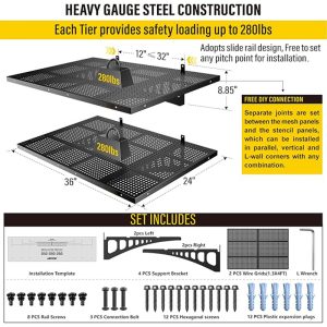 Single layer strong load-bearing adjustable wall shelves for warehouse