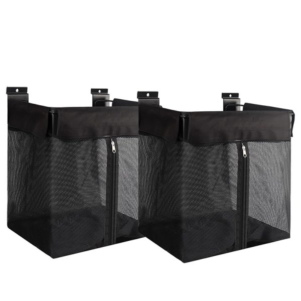Storage basket with fabric buckle for slatwall