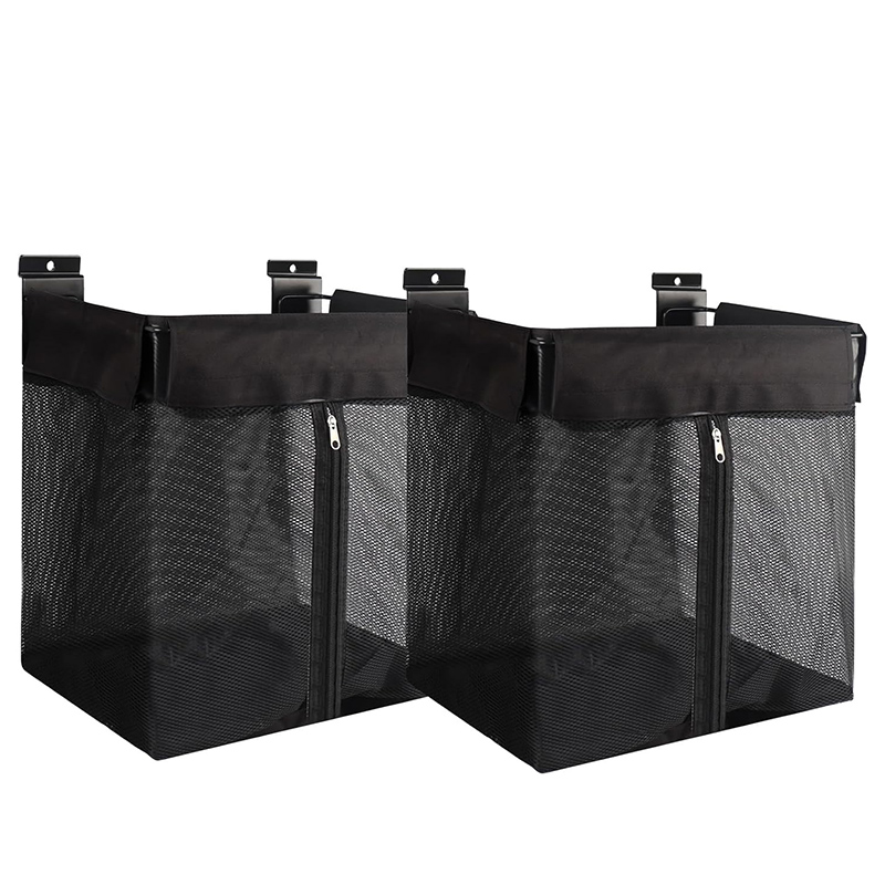 Storage basket with fabric buckle for slatwall