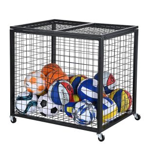 School sports equipment storage cart, mobile ball cart space storage capacity