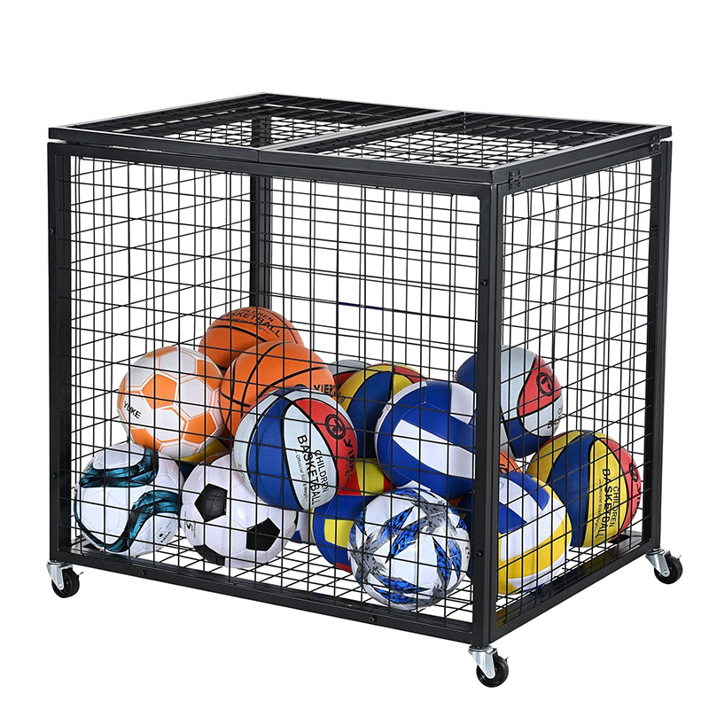 School sports equipment storage cart, mobile ball cart space storage capacity