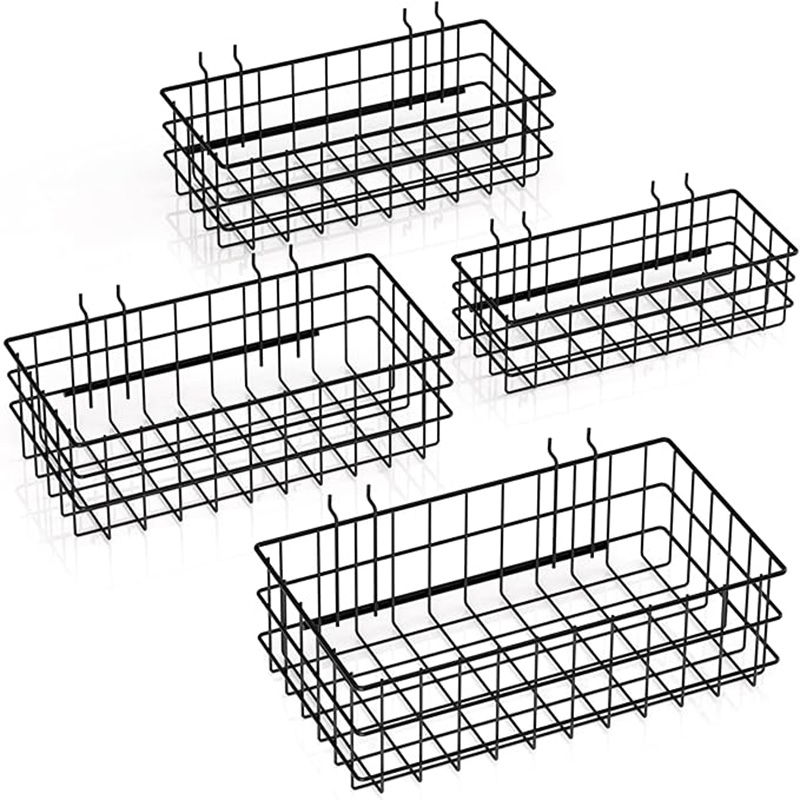 A mesh basket on a perforated board