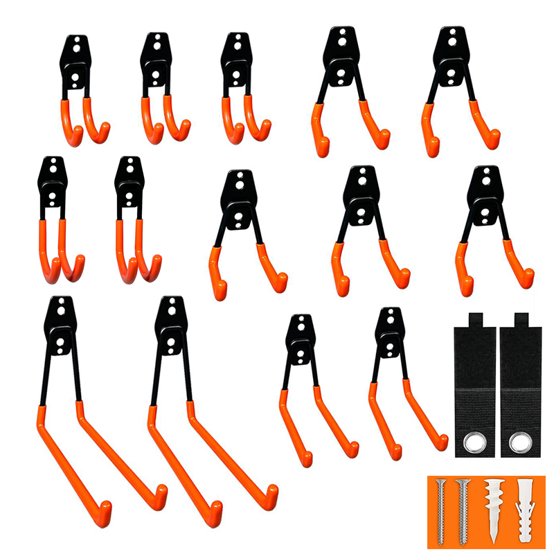 14PC Garage Storage Hooks, Wall Mount Hook with Anti-Slip Coating