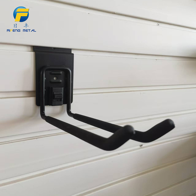 Heavy Duty Garage Storage Slatwall 8-inch Double Hooks with Buckle,Used for hanging ladders-black
