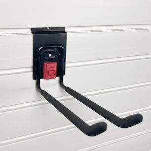 Heavy Duty Garage Storage Slatwall 8-inch Double Hooks with Buckle,Used for hanging ladders-red