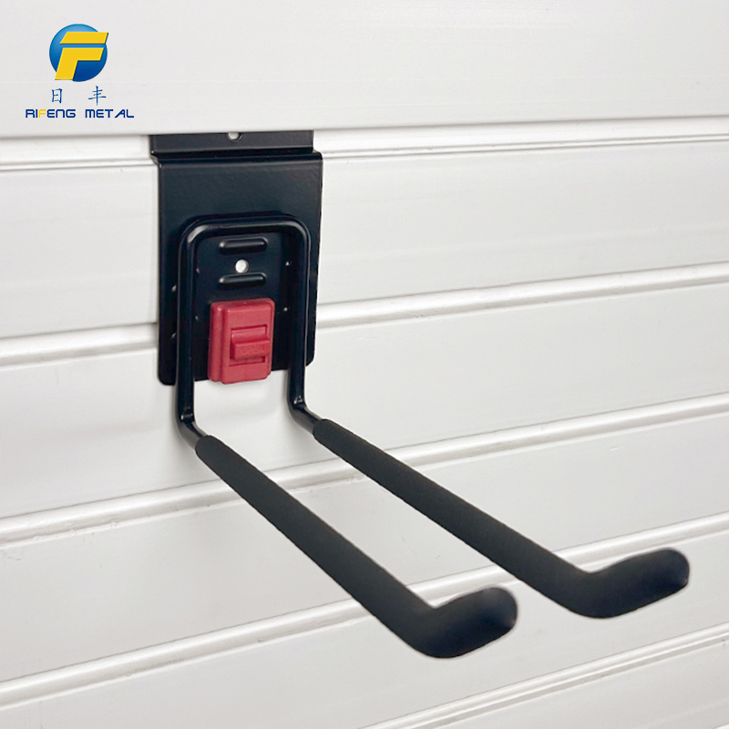 Heavy Duty Garage Storage Slatwall 8-inch Double Hooks with Buckle,Used for hanging ladders