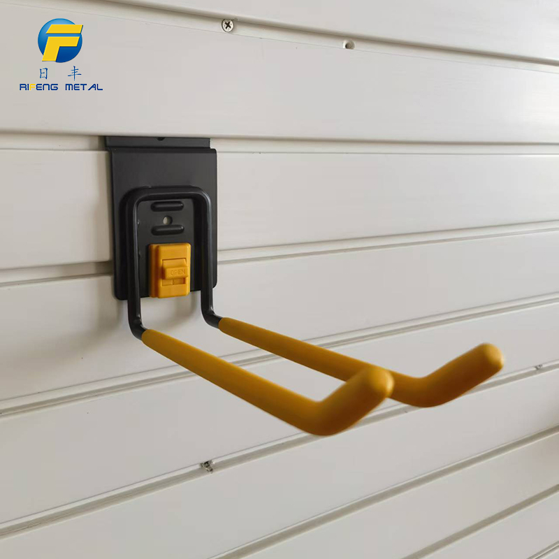 Heavy Duty Garage Storage Slatwall 8-inch Double Hooks with Buckle,Used for hanging ladders-black