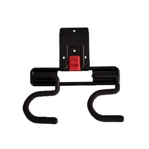 Wall mounted dual S hooks, for household storage of brooms and mops