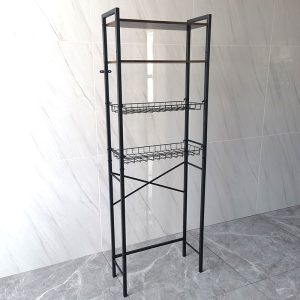 Customized toilet floor standing storage rack for towel and shower gel storage